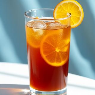 Citrus-infused cold brew with orange and lemon slices.