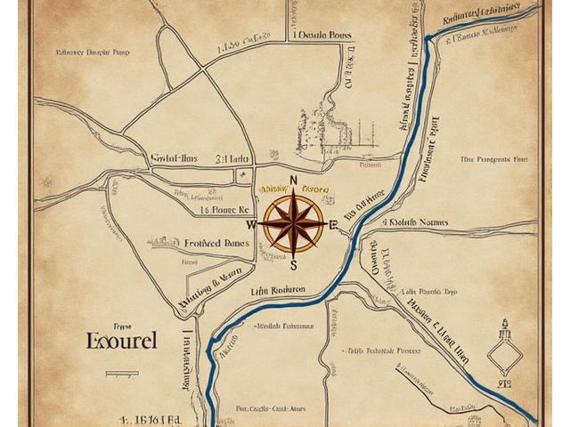 Artistic rendering of an old map highlighting Oxford city center with a pin on High Street.