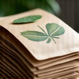 Biodegradable coffee packaging with green leaf symbol